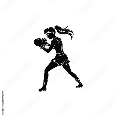 girl boxing silhouette
