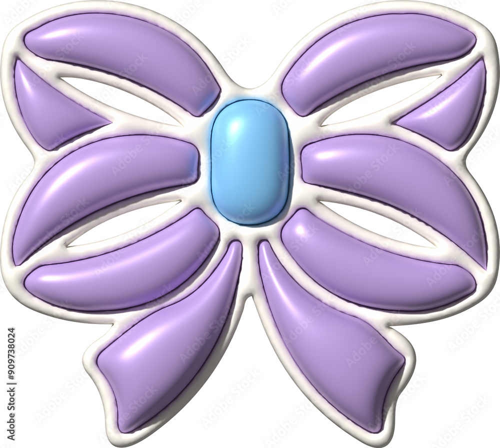 Simple Bow 3D Coquette Element Purple Simple Bow 3D Coquette Element Purple