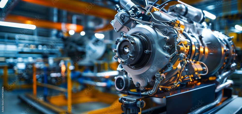 Detailed engine condition assessment during routine maintenance, modern equipment around Detailed engine condition assessment during routine maintenance, modern equipment around