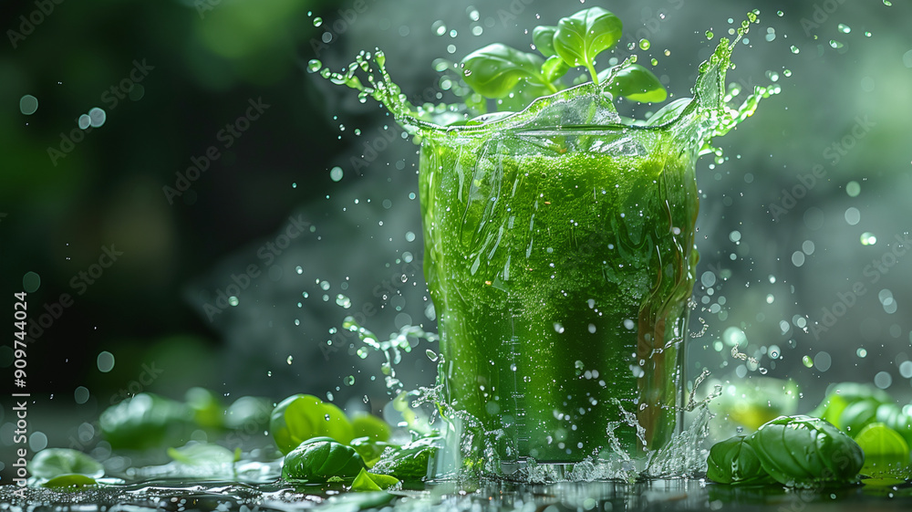 Green Smoothie Splash Spirulina, Glass with Greens, Fresh fruit smoothies Green Smoothie Splash Spirulina, Glass with Greens, Fresh fruit smoothies
