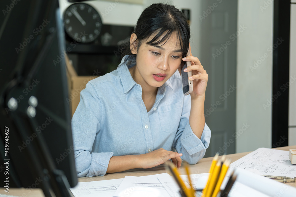 Architect Engineer Design Working on Blueprint Planning Concept. Construction Concept Architect Engineer Design Working on Blueprint Planning Concept. Construction Concept