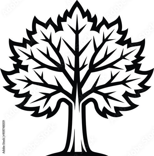 Black And White Maple Tree Silhouette 