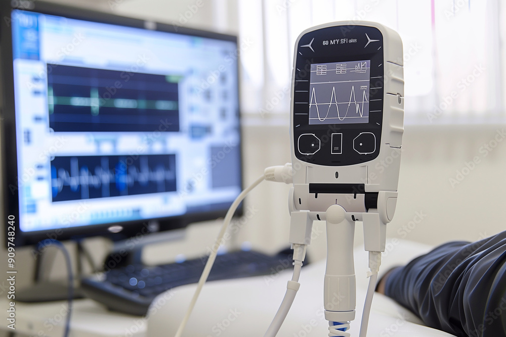 The procedure of myostimulation in a beauty salon. Caring for the body, reducing excess weight. The procedure of myostimulation in a beauty salon. Caring for the body, reducing excess weight.
