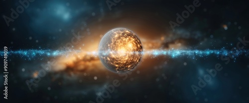 Abstract cosmic design, solar system theme, natural lighting, wide copy space photo