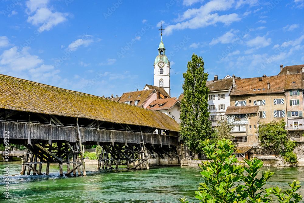 Φωτογραφία Olten, Stadt, Stadtturm, Aare, Fluss, Alte Brücke, Holzbrücke, Altstadt, Aareufe
