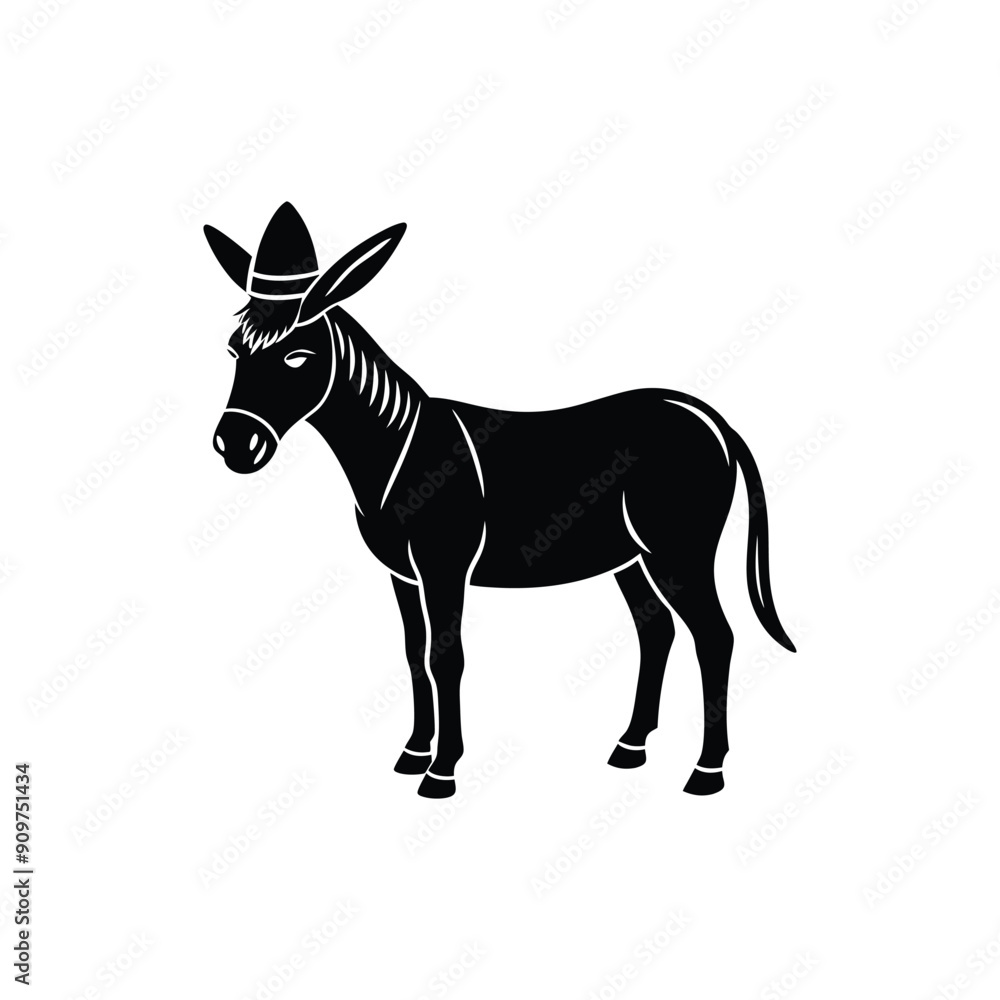 Obraz premium donkey with hat silhouette