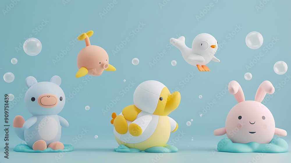 Playful Animals in a Bubble Bath Playful Animals in a Bubble Bath