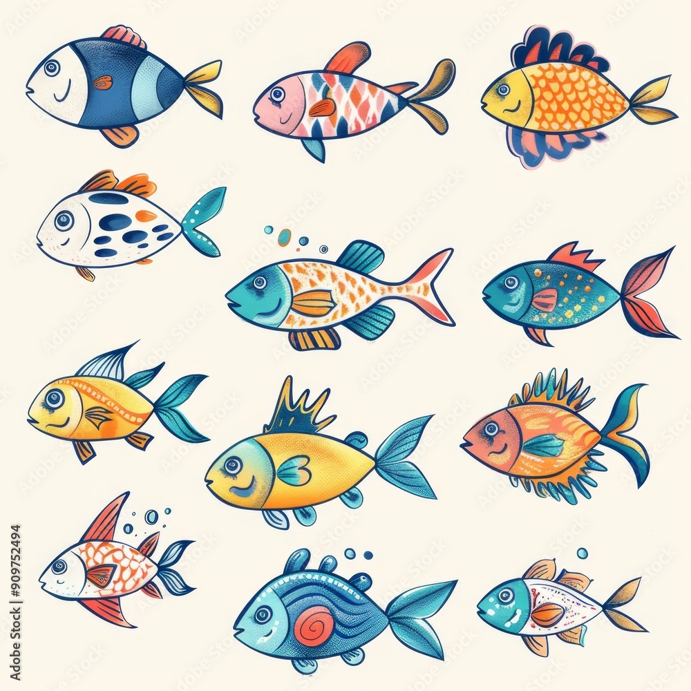 Fototapeta premium Fish flat icon, mackerel shape, minimal fishing symbol, tuna silhouette, salmon sign, color fish