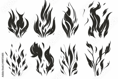 Fire icon, flame bonfire sign, campfire symbol, burn graphic element, fire emblem, grill pictogram