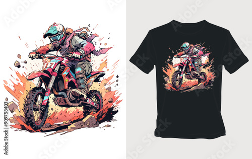 Motocross Rider in Action on a Red Bike