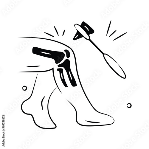 Grab this creative icon of knee hammer in modern doddle style
