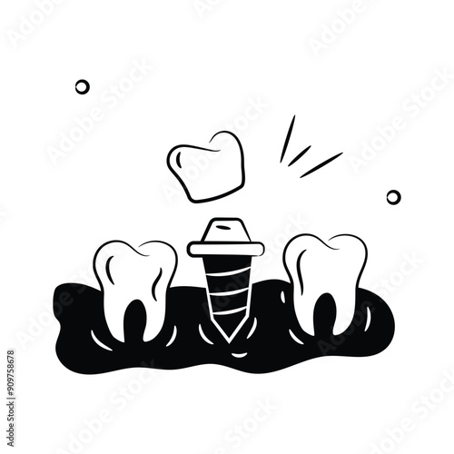 Take a look at this amazing icon of dental implant in modern style.