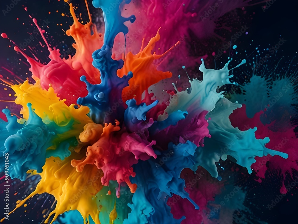 Color Explosion: Abstract Background with Central Ink Splash Color Explosion: Abstract Background with Central Ink Splash