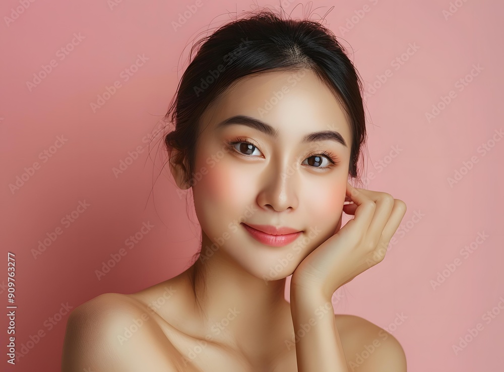 Portrait of a Smiling Asian Woman with Makeup Portrait of a Smiling Asian Woman with Makeup