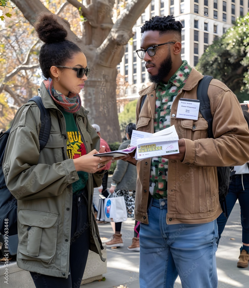 Fototapeta premium Two People Talking In The Street