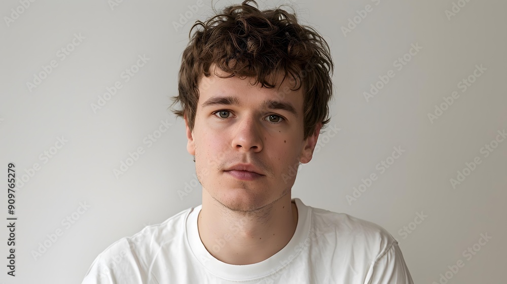 portrait of a young man with curly hair portrait of a young man with curly hair