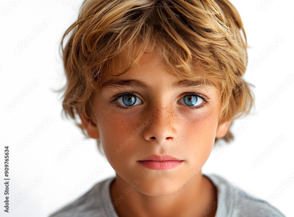 Portrait of a boy with blue eyes and freckles Portrait of a boy with blue eyes and freckles