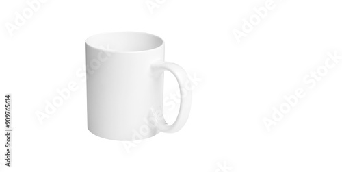 white cup for tea or coffee on isolated white background close up