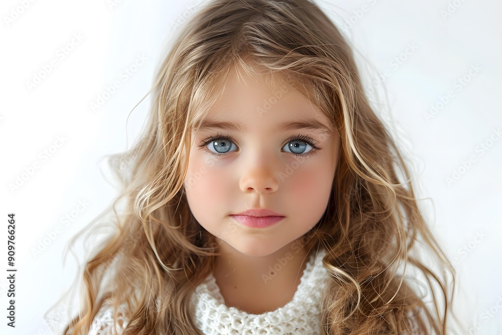 Portrait of a Beautiful Little Girl with Long Blonde Hair and Blue Eyes Portrait of a Beautiful Little Girl with Long Blonde Hair and Blue Eyes