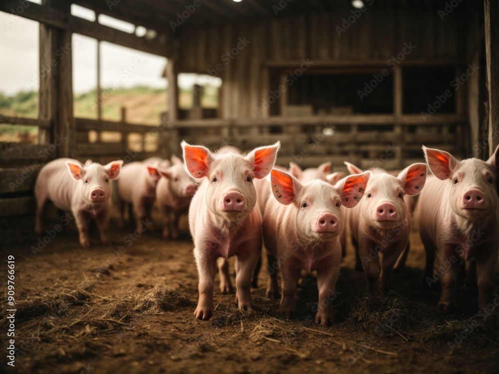 piglets at the domestic farm piglets at the domestic farm