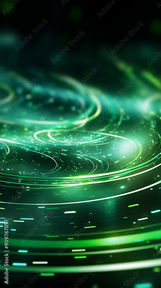Digital technology green glowing circle scene abstract graphic poster background Digital technology green glowing circle scene abstract graphic poster background