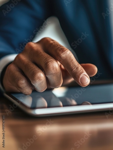 Close-up shot of a person using a tablet, great for tech-related articles and stories