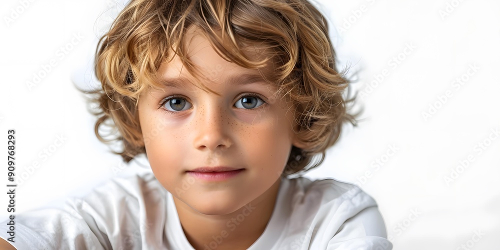 Portrait of a cute boy with blond hair and blue eyes Portrait of a cute boy with blond hair and blue eyes