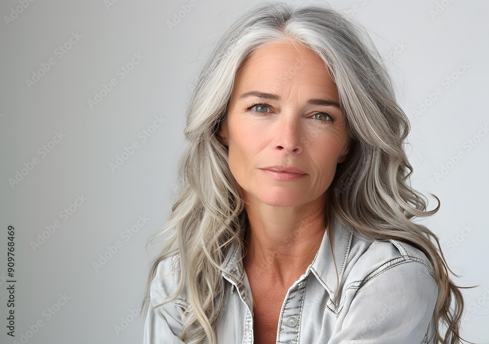 Fototapeta premium portrait of a beautiful woman with gray hair