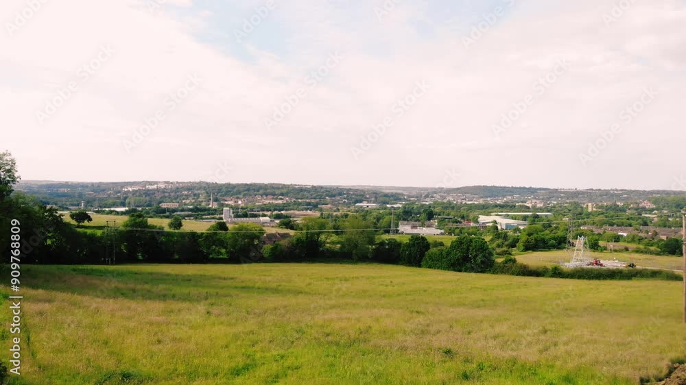 Dewsbury town in England wide aerial drone shot Dewsbury town in England wide aerial drone shot