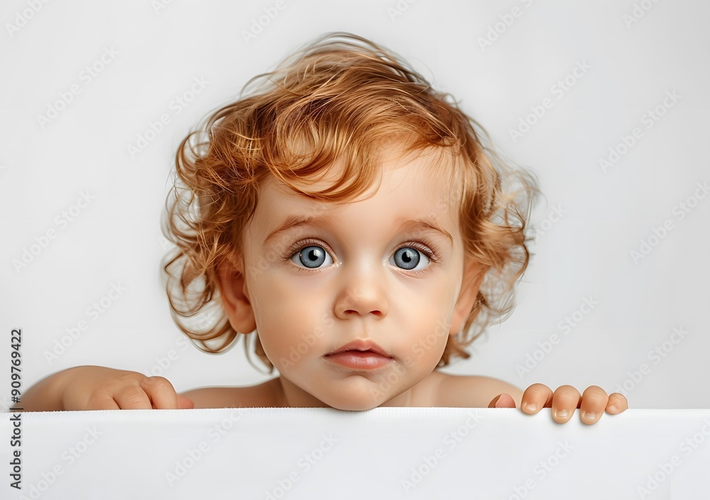 Curious Toddler Peeking Over the Edge Curious Toddler Peeking Over the Edge