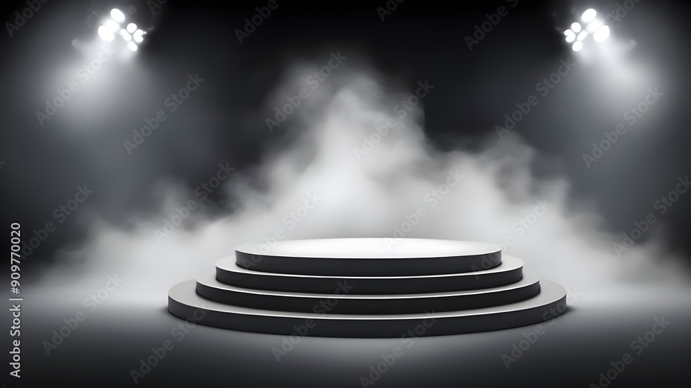 Obraz premium silver podium smoke spotlight stage 