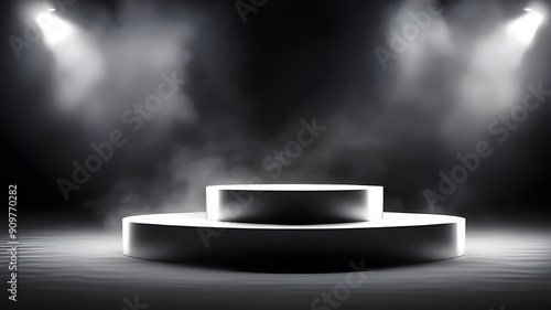 silver podium smoke spotlight stage 