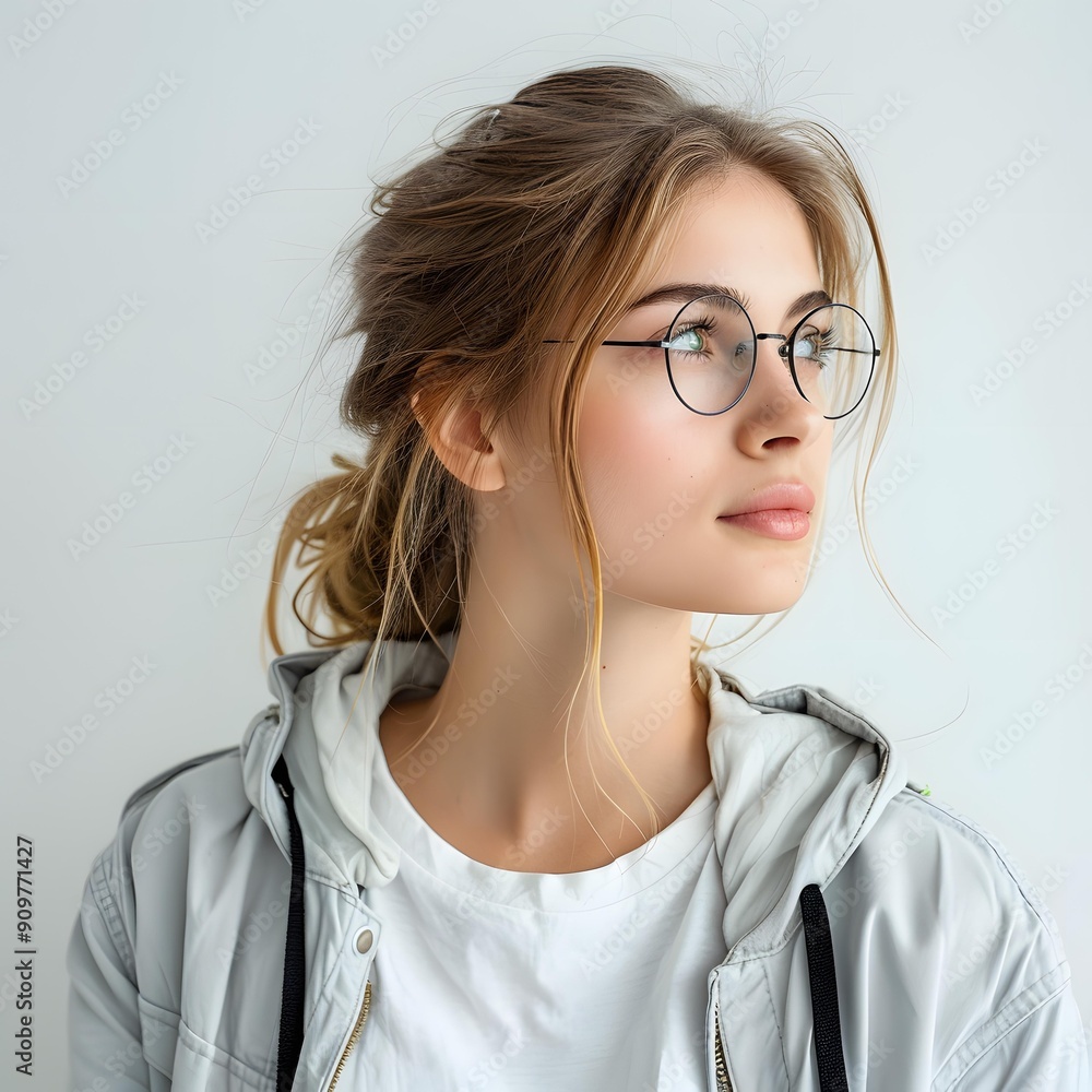 portrait of a beautiful young woman with glasses portrait of a beautiful young woman with glasses