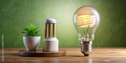 A table lamp with a traditional light bulb sits beside an energy-efficient LED replacement, highlighting the switch to eco-friendly and cost-effective lighting solutions.