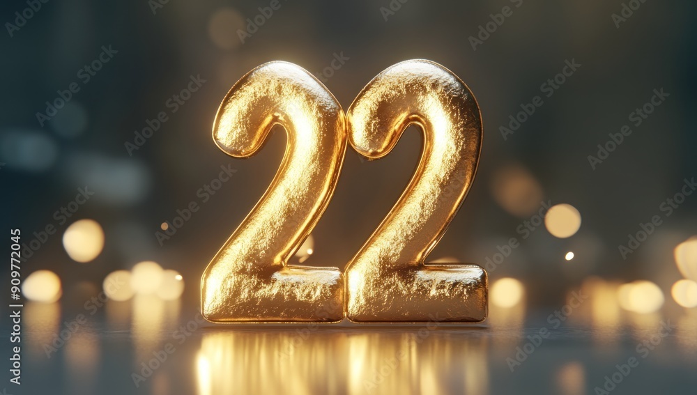 Golden Number 22 with Blurred Lights Golden Number 22 with Blurred Lights