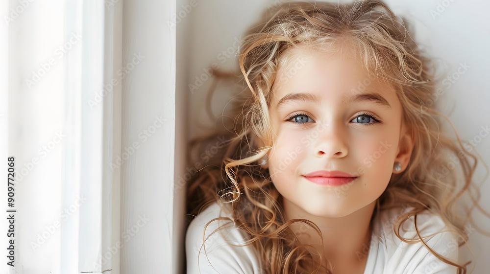 Portrait of a Young Girl with Blonde Curly Hair Portrait of a Young Girl with Blonde Curly Hair