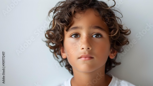 Portrait of a Young Boy with Curly Hair