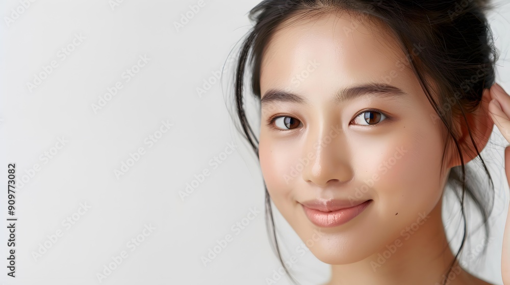 Beautiful Asian Woman With Natural Makeup Smiling Close Up Beautiful Asian Woman With Natural Makeup Smiling Close Up