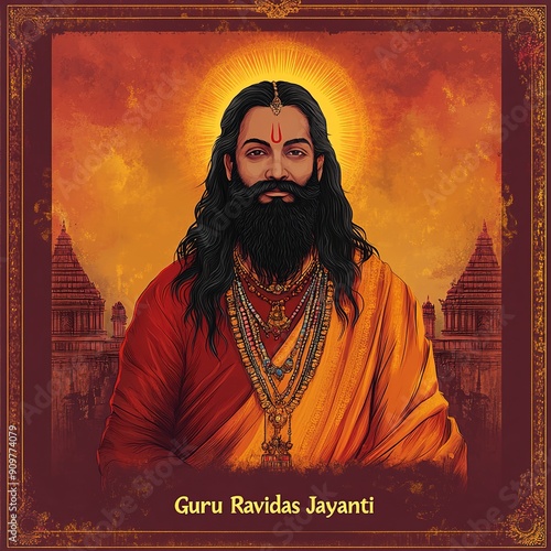 vector illustration of Guru Ravidass Jayanti. card photo