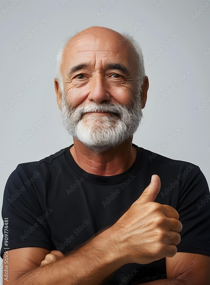 Happy Senior Man Giving Thumbs Up With White Background Happy Senior Man Giving Thumbs Up With White Background