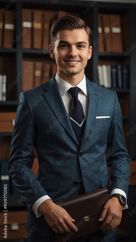 young guy flight attendant on office background with copy space portrait young guy flight attendant on office background with copy space portrait