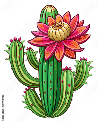 saguaro cactus flower vector colorful t-shirt design,saguaro cactus flower transparent background printable svg design