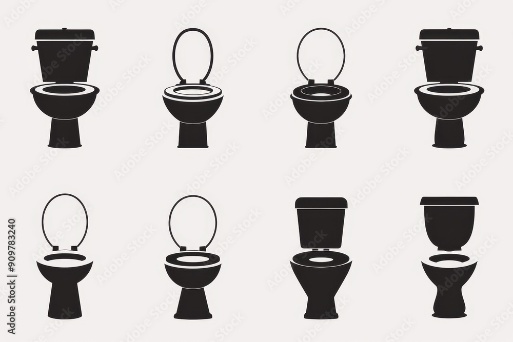 Toilet bowl icon, wc sign, minimal restroom closet symbol, simple lavatory emblem on white Toilet bowl icon, wc sign, minimal restroom closet symbol, simple lavatory emblem on white