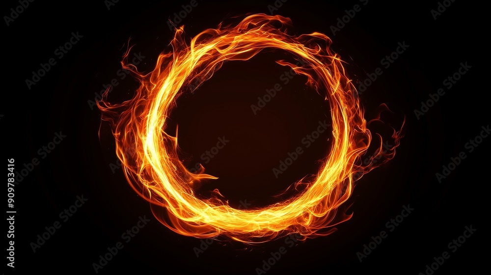 Circle of Fire flame with movment on black background, Beautiful yellow, orange and red and red blaze fire flame texture style Circle of Fire flame with movment on black background, Beautiful yellow, orange and red and red blaze fire flame texture style