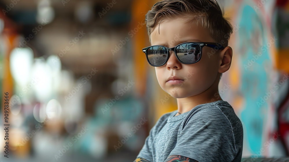 A boy with tattoos at his arm, wearing sunglasses and keeping smart look A boy with tattoos at his arm, wearing sunglasses and keeping smart look
