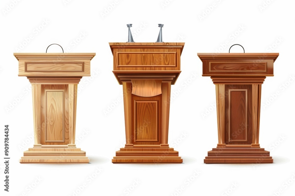 Speech stand icon, podium and microphone in conference room, speaker tribune, lecture stand Speech stand icon, podium and microphone in conference room, speaker tribune, lecture stand