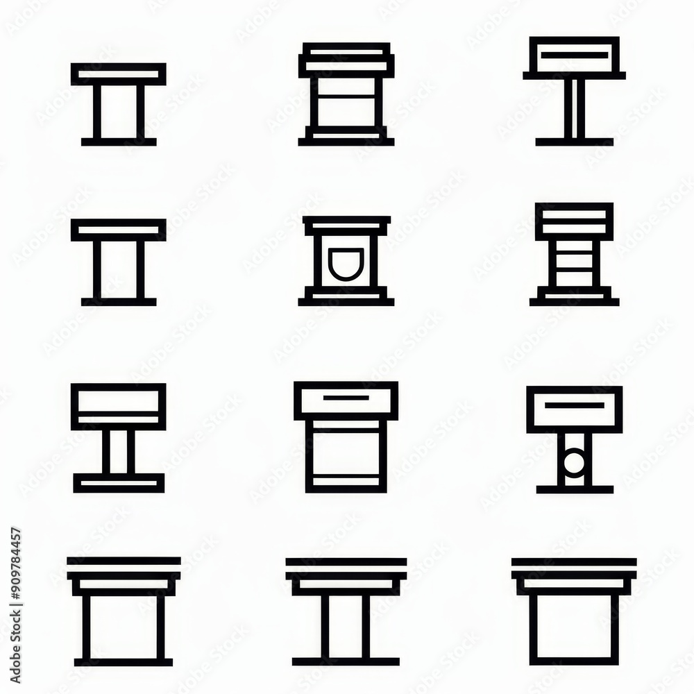 Speech stand icon, podium and microphone in conference room, speaker tribune, lecture stand Speech stand icon, podium and microphone in conference room, speaker tribune, lecture stand