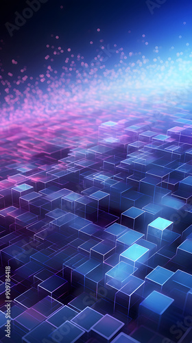Digital purple and blue data graphic poster background