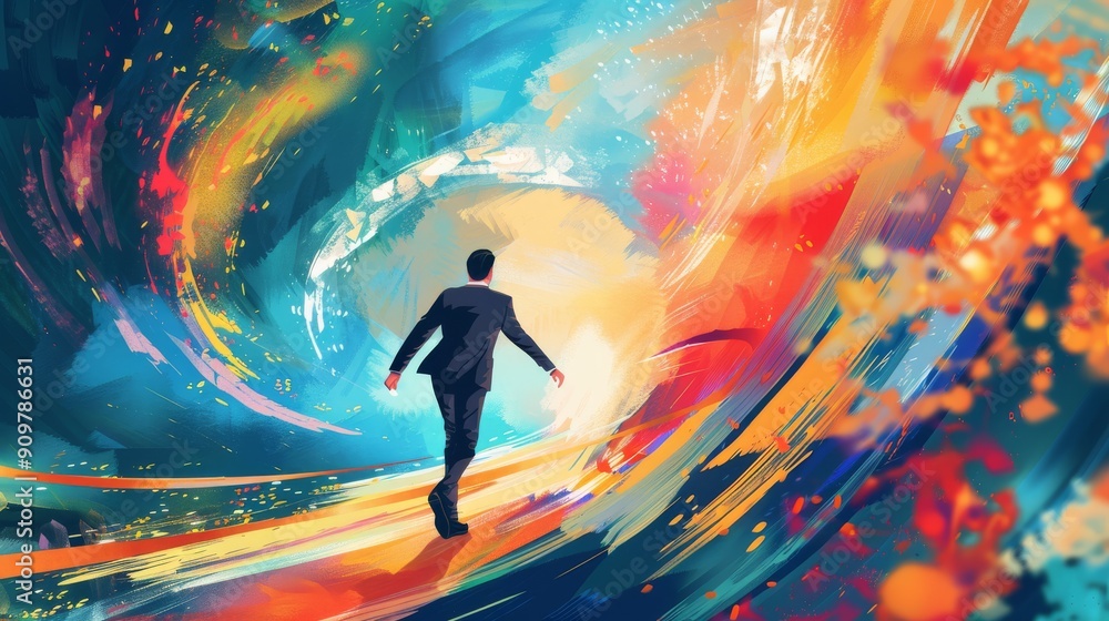 Conceptual illustration of a businessman's ability Conceptual illustration of a businessman's ability