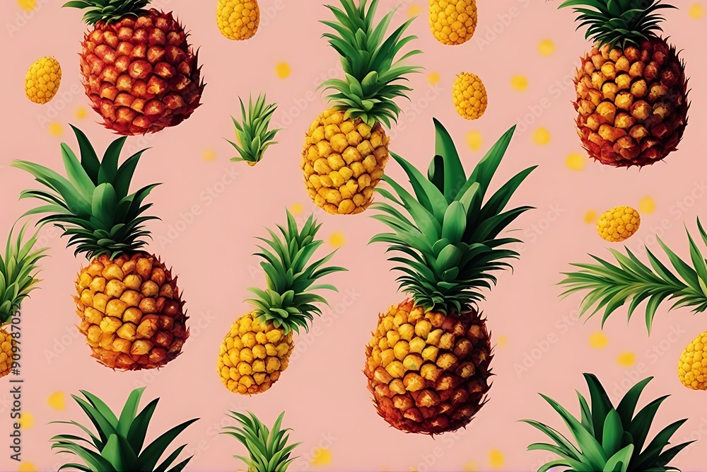 color background pineapples vivid Painted color background pineapples vivid Painted
